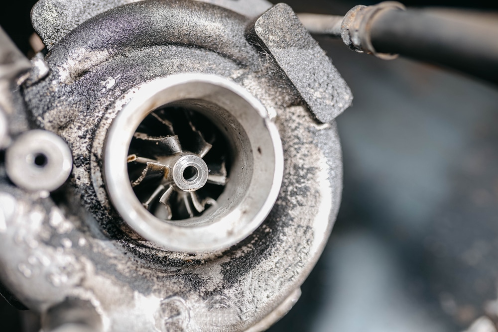 Faulty turbocharger with Branch Automotive in Littleton, CO. A close-up image of a faulty car turbocharger.